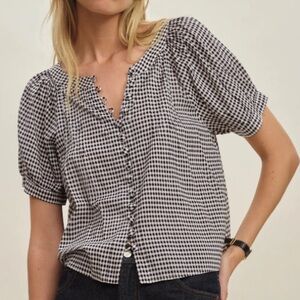 Reformation Black and White Gingham Top